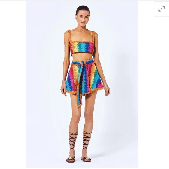 Alexis Dresses & Skirts - Alexis Kalile Rainbow Mini Skirt With Belt Size M NWOT